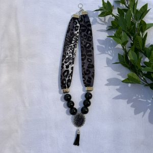 Dark Leopard Scarf Necklace