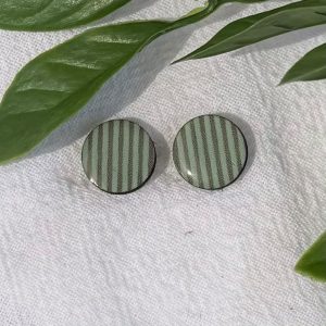 Green Stripped Stud Earrings