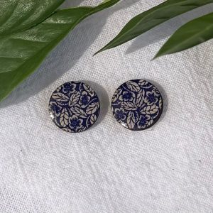 Blue Floral Stud Earrings