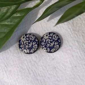 Blue Floral Stud Earrings