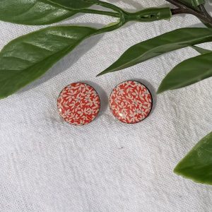 Red Floral Stud Earrings