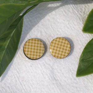Yellow Checkered Stud Earrings