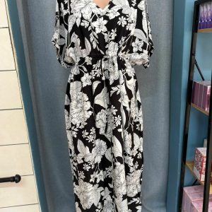 Black And White Floral Kaftan