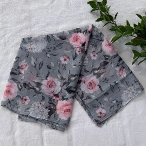 Grey Floral Scarf