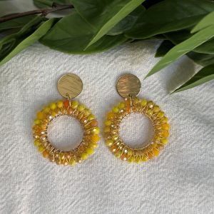Mustard Circle Earrings