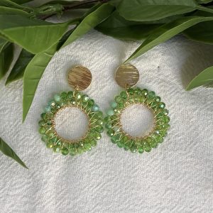 Green Circle Earrings