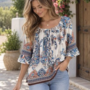 Boho Top Blue