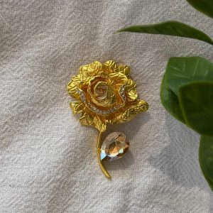 Gold Rose Brooch