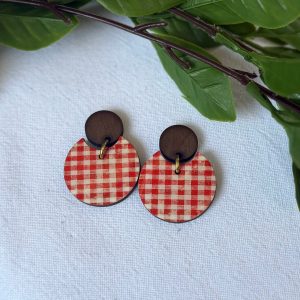 Red Checkered Earrings