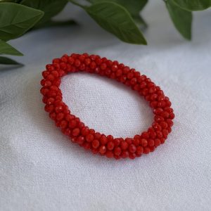 Bright Red-ish Orange Beaded Bracelet