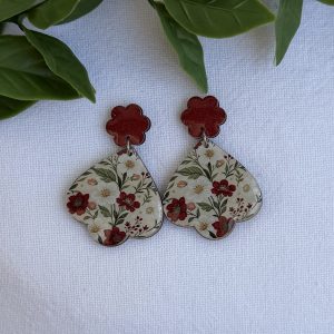 Red Floral Earrings