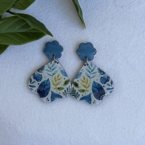 Blue Leaf Earrings