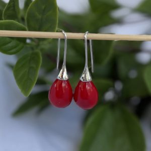 Red Tear Drop Earrings