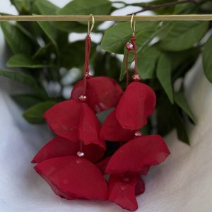 Deep Red Petal Earrings