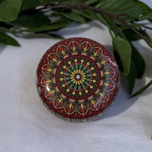 Red And Green Mandala Candle