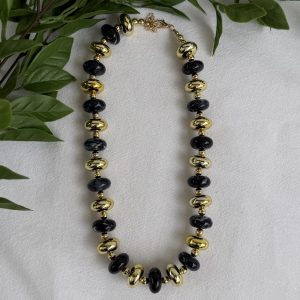 Black And Gold Beaded Necklace