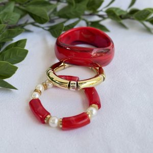 Red And Gold Bracelet Set