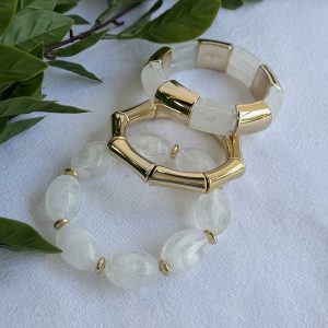 White And Gold Bracelet Set