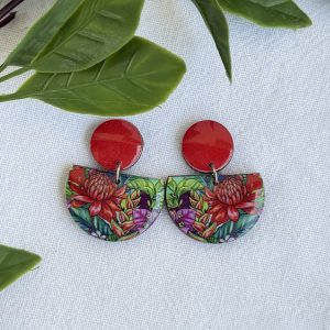 Red Floral Earrings