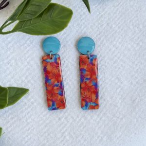 Blue And Orange Earrings