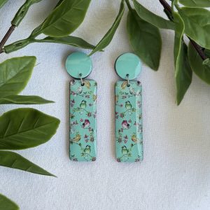 Teal Bird Earrings