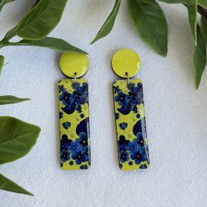 Blue And Yellow Floral Earrings