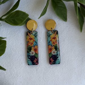 Yellow And Blue Tropical Earrings