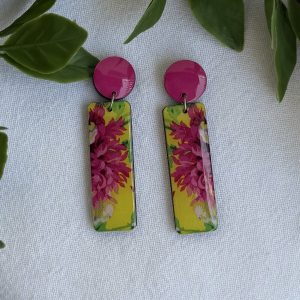 Pink And Yellow Floral Earrings