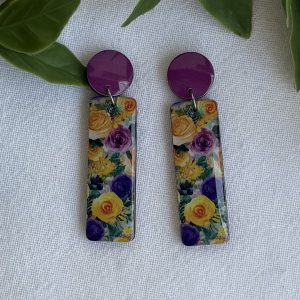 Purple Floral Earrings
