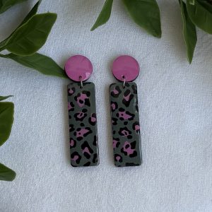 Pink And Grey Animal Print Earrings