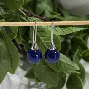 Navy Ball Earrings
