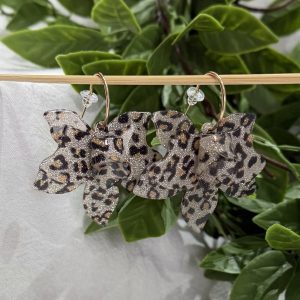 Sparkle Leopard Print Flower Earrings