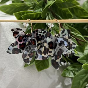 Holographic Leopard Flower Earrings
