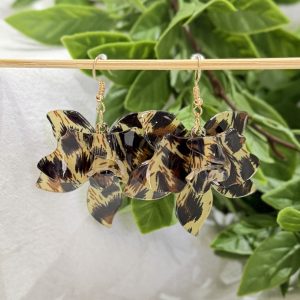 Leopard Print Flower Earrings
