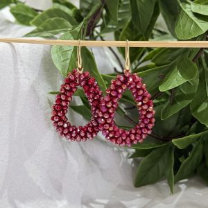 Deep Maroon Beaded Earrings