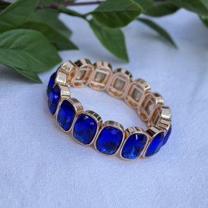 Blue And Gold Rhinestone Bracelet