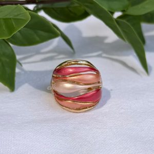 Coral And Pink Stretch Ring