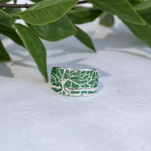Green And Silver Stretch Ring