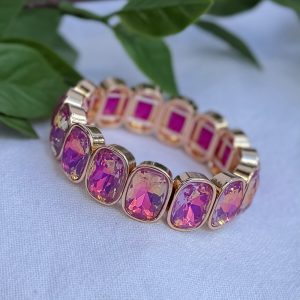 Pink And Gold Rhinestone Bracelet