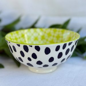 White Dotted Bowl With Green Inside