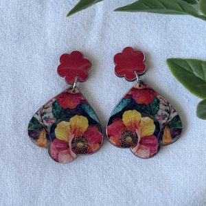 Red Floral Earrings