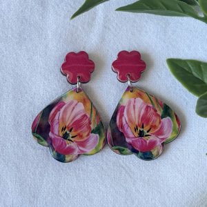 Pink Floral Earrings