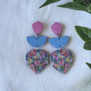 Pink & Blue 3 tier earrings