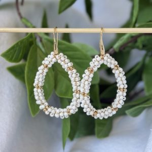 White Beaded Earrings