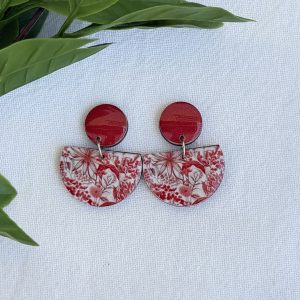 Red Floral Earrings