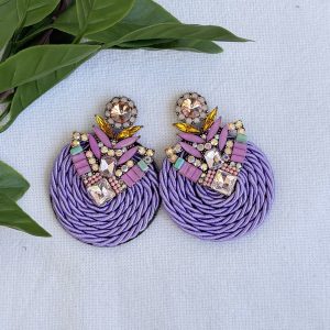 Purple Rhinestone Knot Earrings