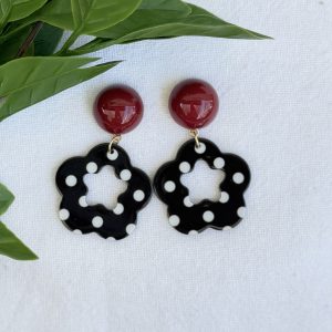 Black And Red Polka Dot Earrings