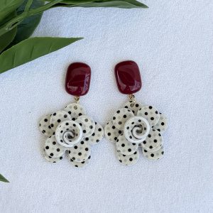 Red And White Polka Dit Earrings